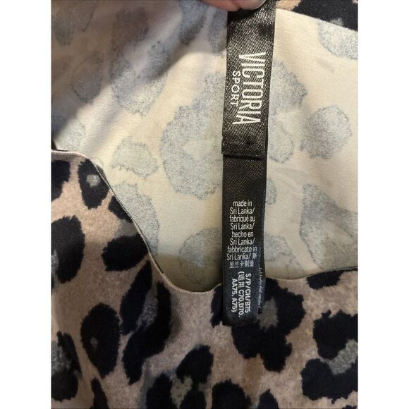 victoria's secret sport black beige leopard print crop long sleeve top Small - Picture 5 of 5